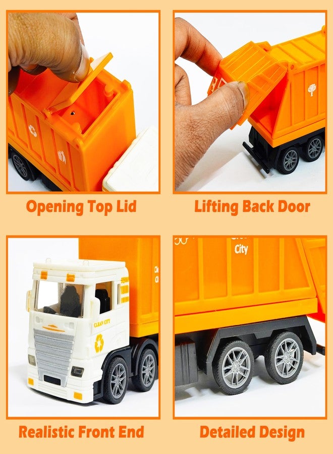 VGRASSP City Sanitation 8 Wheel Truck Toy for Kids - Friction Powered Garbage Dumper Toy Vehicle with Openable Top and Back Door - Color As Per Stock - Image 5